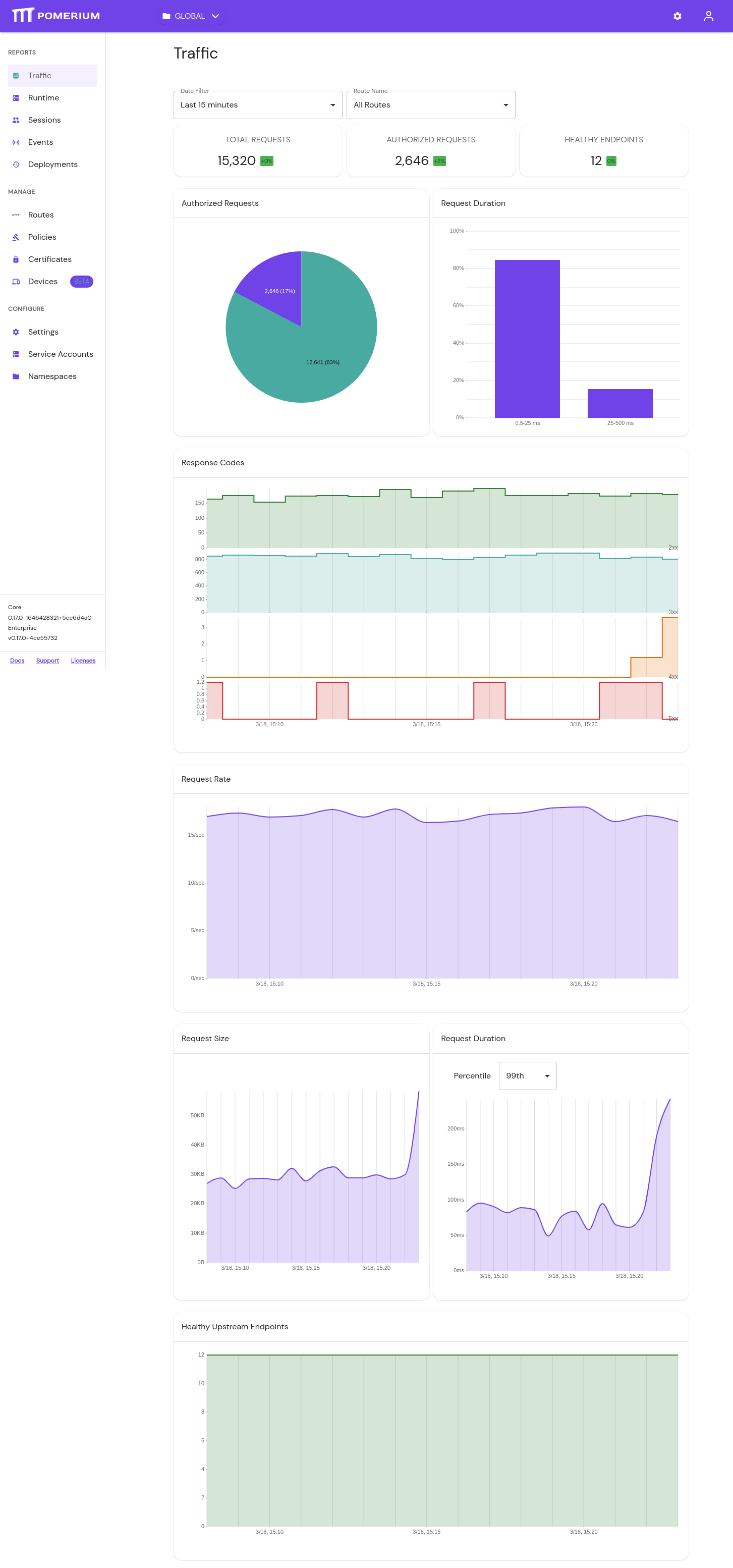 The Traffic page in Pomerium Enterprise