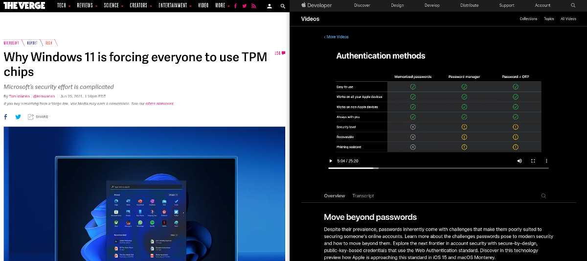 Verge Article Header and Apple Video Page